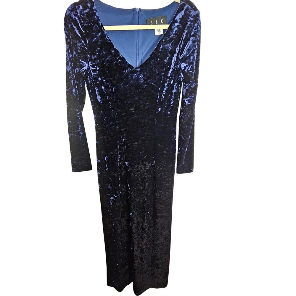 Vintage Y2K JSC Womens Blue Velvet Maxi Dress Sz S Witchy Vamp Hoco Whimsigoth